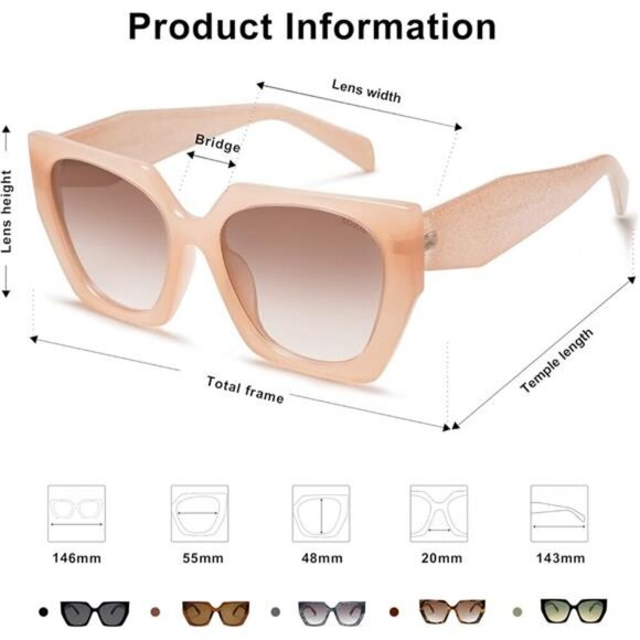 Big Trendy Polarized Sunglasses Oversized Cateye Lentes De Sol Para Mujer SJ2205